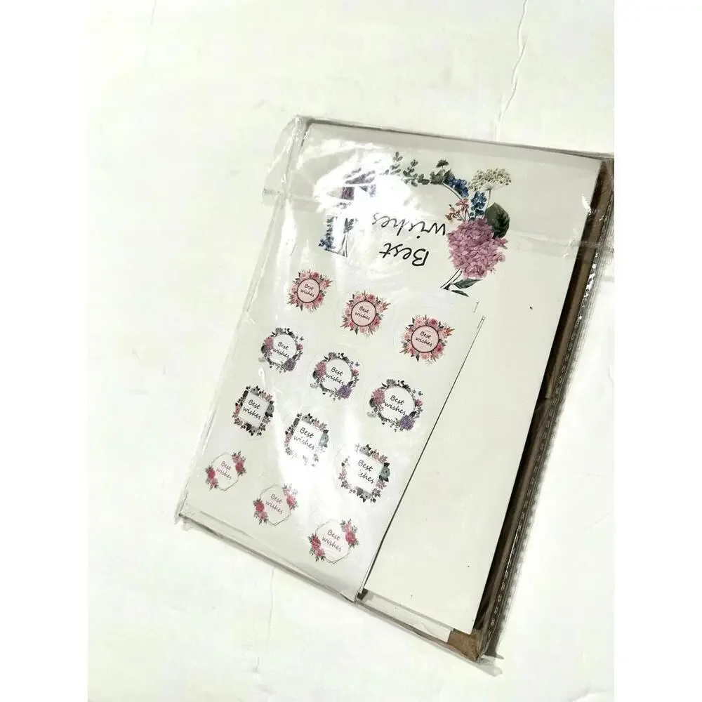 4X6 Assorted Best Wishes Thank You Cards with Stickers & Brown Envelopes 24 Pack